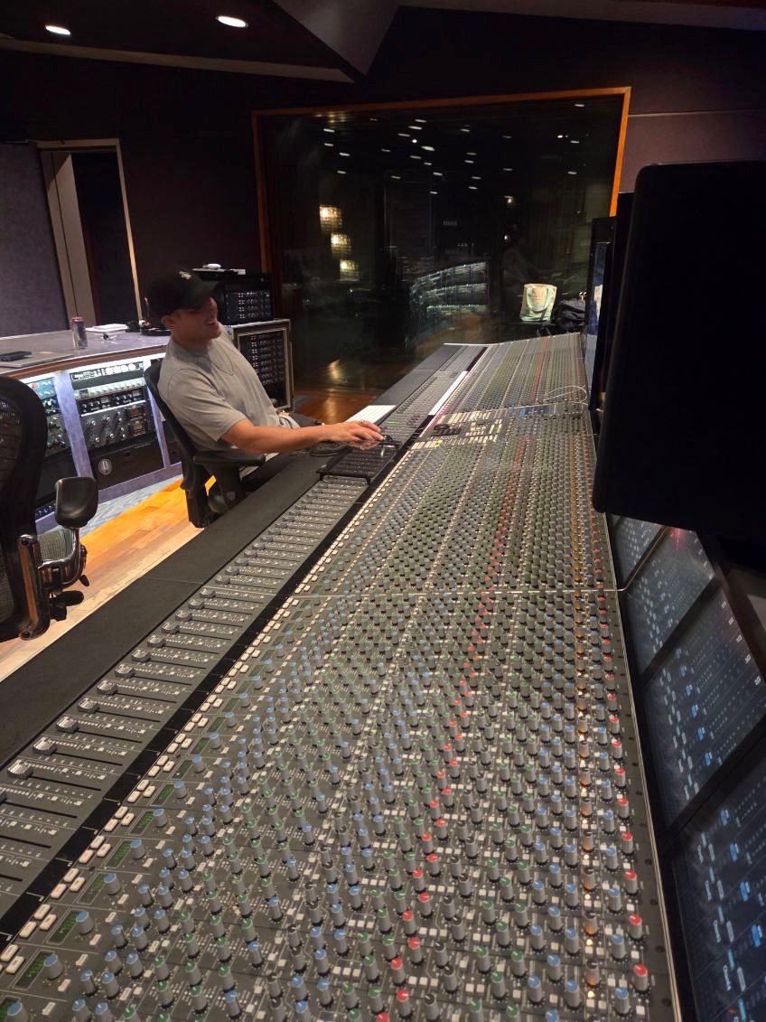 Jon Ney at the studio mixing console